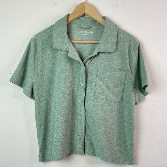 Outdoor Voices 2023 CloudKnit Recover Shortsleeve Button Front Top Size Medium - Picture 3 of 16